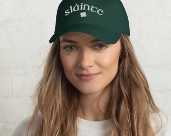 Embroidered St Patrick's Day Hat: Sláinte Shamrock Irish Baseball Cap