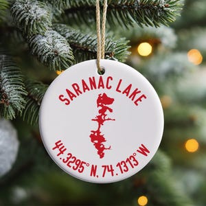 Ornamento personalizzato con mappa del lago, regalo di ornamento personalizzato per la casa sul lago di Natale, decorazione per la casa sul lago, decorazione per cottage, regalo di Natale personalizzato per gli amanti del lago