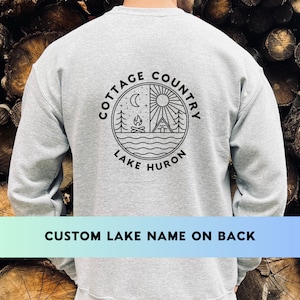 Benutzerdefinierte Cottage Country Sweatshirt mit Rundhalsausschnitt, Lake Life Benutzerdefinierte Sweatshirt, Sommer-Sweatshirt, Unisex übergroßes Sweatshirt Ontario Cottage