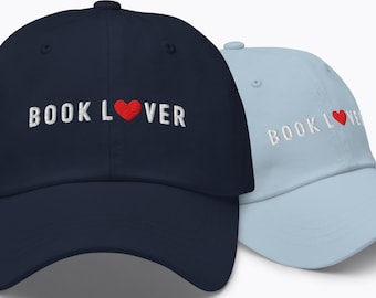 Book Lover Embroidered Hat: Cotton Reading Cap with Heart Detail