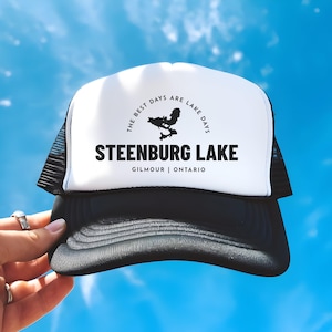 Casquette de camionneur carte du lac personnalisée pour Lake Life, cadeaux personnalisés Lakehouse, chapeaux de pêche, chapeau de lac personnalisé, cadeau Lake House, chapeau pour plaisancier