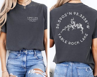 Personalized Lake Map T-Shirt: Custom Lake Name & Coordinates