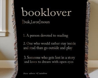 Personalized Booklover Woven Throw Blanket: Custom Dictionary Design