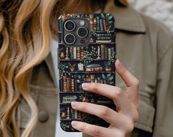 Dark Academia Bookshelf Phone Case: MagSafe Compatible