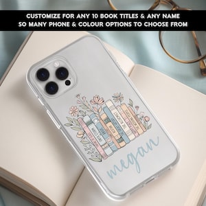 Aangepaste bloemen boekenplank telefoonhoesje, gepersonaliseerd boek iPhone 16 Pro-hoesje, Magsafe leesgrage telefoonhoesje, cadeau voor boekenliefhebber, boekenclubcadeaus