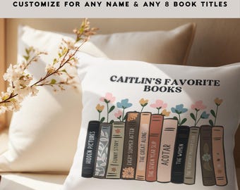 Custom Book Spine Throw Pillow: Personalized Bookshlelf Reading Nook Decor