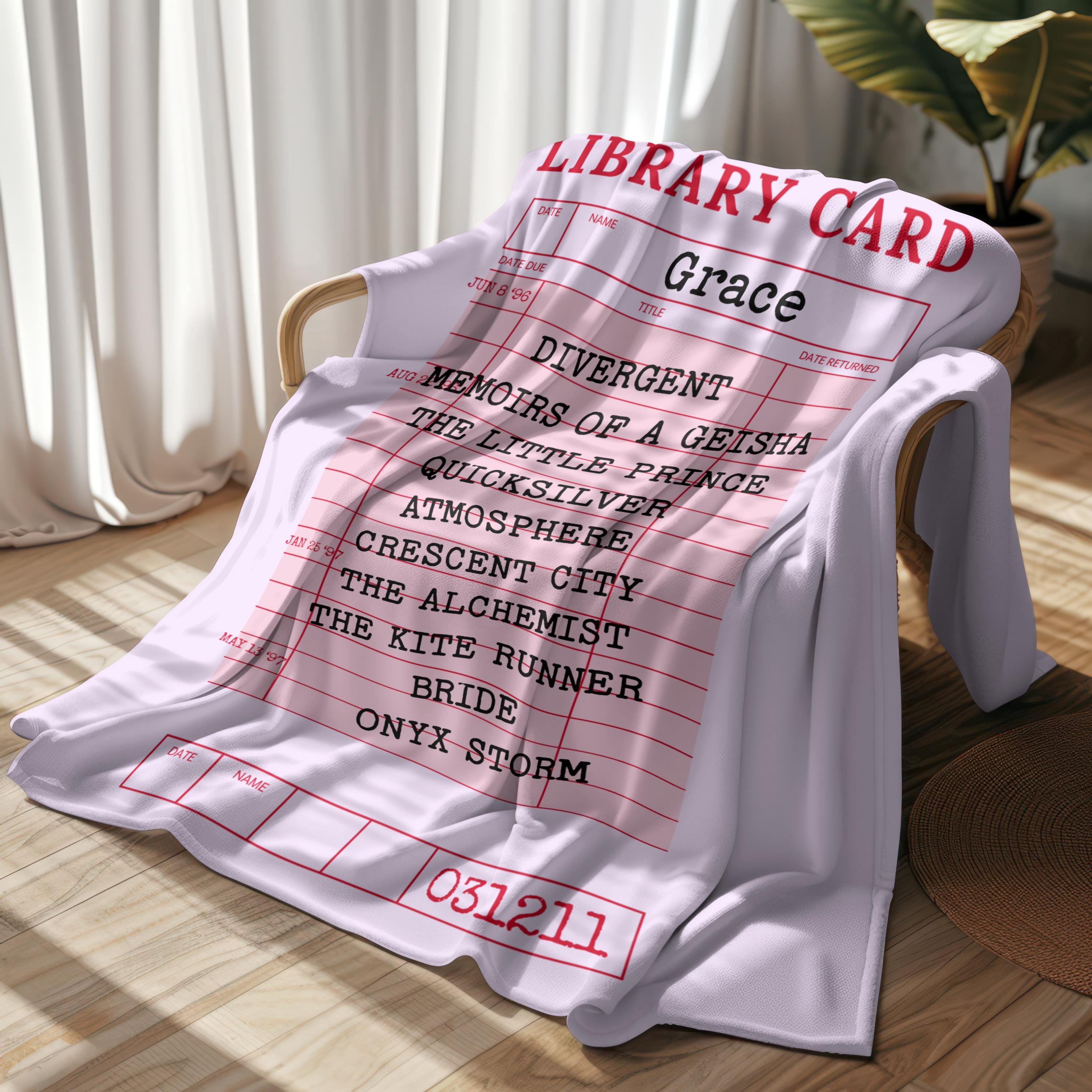 Personalised Library Card Personalized Library Card Blanket: Custom Book Lover Gift - Etsy