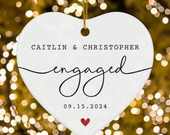 Personalized Engagement Ornament: Custom Heart Keepsake