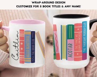 Custom Bookshelf Mug: Personalized Book Lover Gift