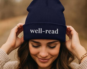 Well-Read Embroidered Beanie For Book Lover: Cozy Bookish Gift for Reader