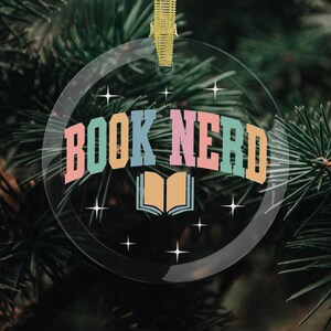 Book Nerd Glass Ornament, Book Ornament For Christmas Tree, Gift For Book Lover, Reading Gifts, Book Club Gift, Bookish Gift, Reader Present