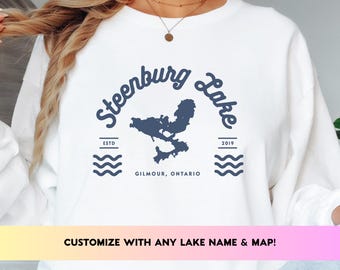 Custom Lake Map Long Sleeve Shirt: Personalized Lakehouse Apparel