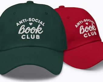 Bonnet brodé club de lecture antisocial : cadeau pour rat de bibliothèque