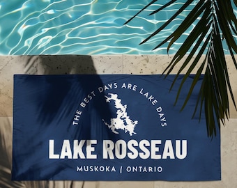 Custom Lake Map Beach Towel: Personalized Lake House Decor