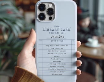 Personalized Favorite Books Library Card Phone Case: Custom Bookish Cover for iPhone, Samsung and Google Pixel