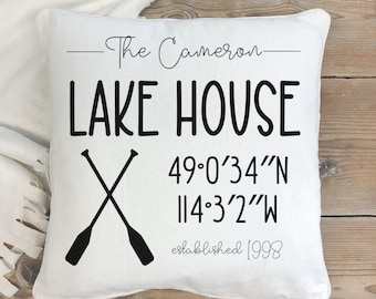 Custom Family Lakehouse Pillow: Personalized Cottage Decor