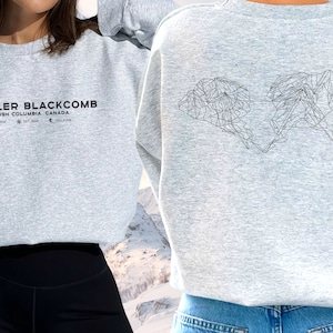 Sweat ras du cou, carte des pistes de Whistler Blackcomb, carte des pistes de ski, cadeau skieur, cadeau snowboarder, carte des pistes de Whistler Blackcomb en Colombie-Britannique