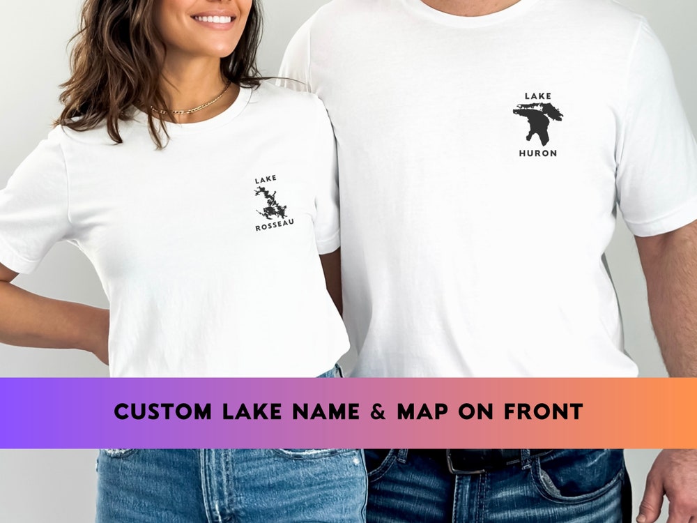 Custom Lake Map T-Shirt, Lake Life Shirt, Vacation Shirt, Summer Shirt, Solid Shirt Unisex, Personalized Lake Shirt, Cottage Shirt