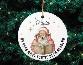 Custom Book Ornament for Smut Reader: Funny Personalized Xmas Coquette Santa Spicy Book Lovers Gift