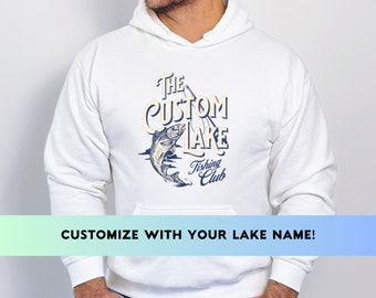 Sudadera con capucha de pesca con nombre de lago personalizado: regalo personalizado para pescadores