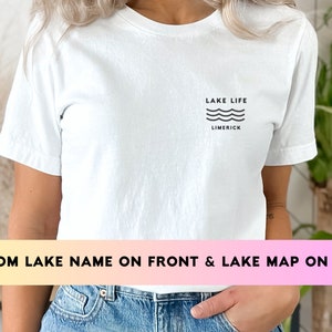See Leben Benutzerdefinierte See Karte T-Shirt, See Leben Shirt, Urlaubs Shirt, Sommer Shirt, See Shirt Unisex, See Benutzerdefinierte Cottage Core Bekleidung