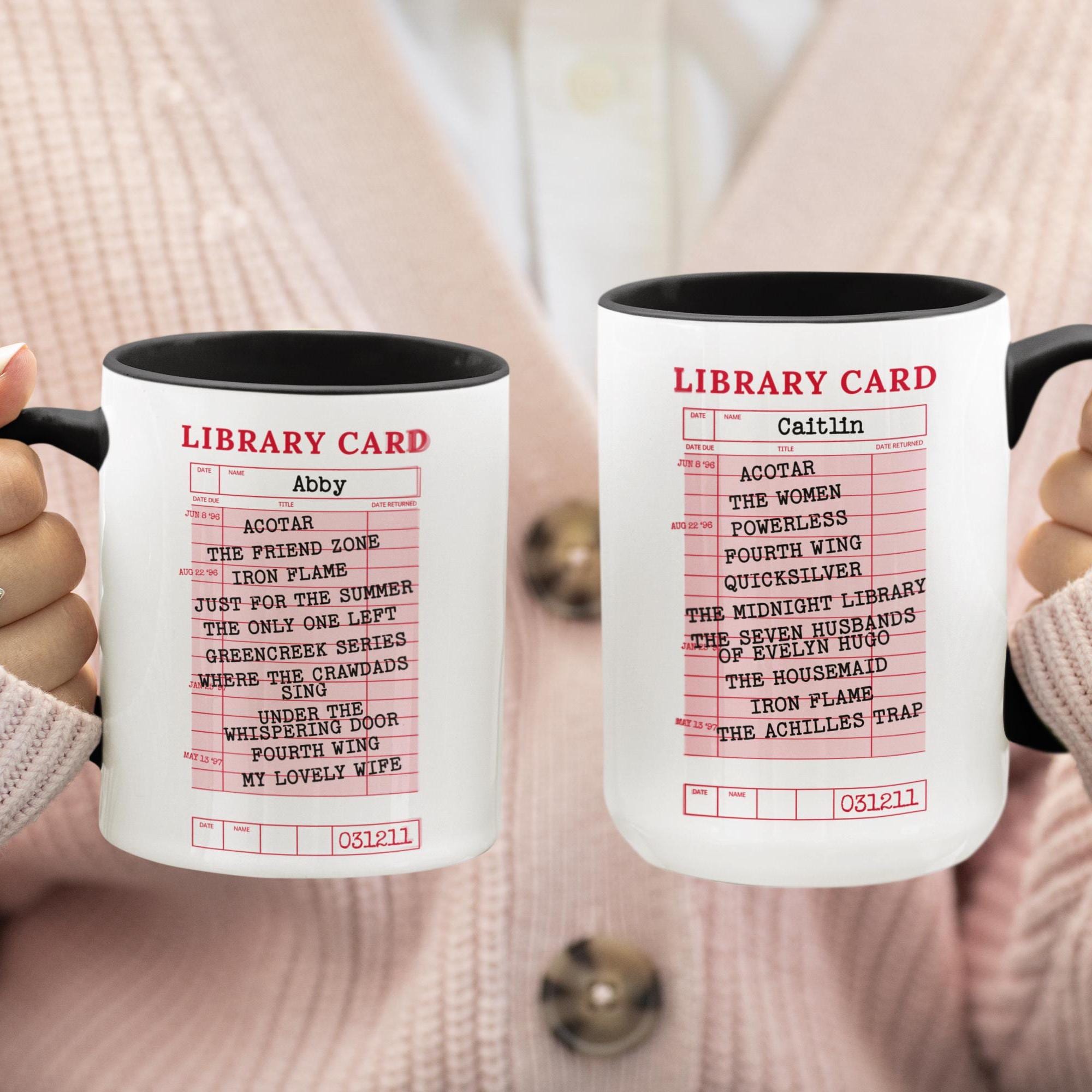 Custom Library Card Mug: Personalized Book Lover Gift - Etsy