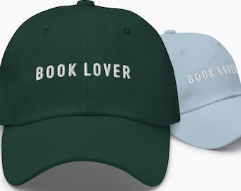 Geborduurde hoed Book Lover: katoenen boekenwurmcadeau