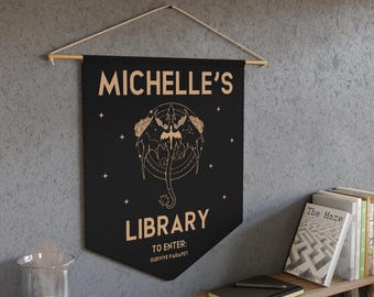 Personalized Dragon Library Pennant: Custom Book Lover Gift