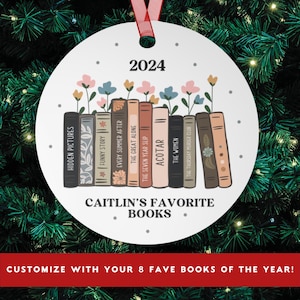 Custom Book Ornament, Personalized Bookshelf Christmas Ornament for Tree, Bookish Christmas Ornament, Favorite Books Xmas Decor Customized