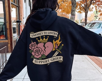 Enemies to Lovers Sweatshirt: Bookish Romance Trope Hoodie