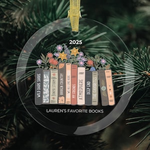 Personalized Book Ornament: Custom Bookshelf Glass Xmas Decor