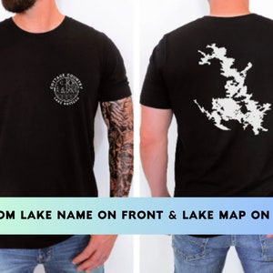 Cottage Country Benutzerdefinierte See Karte T-Shirt, See Leben Shirt, Urlaubs Shirt, Sommer Shirt, See Shirt Unisex, See Custom Cottage Core Bekleidung