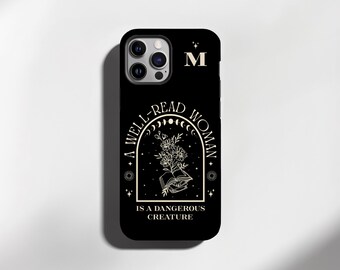 Custom Bookish Phone Case: Feminist Reader Gift, Floral Monogram