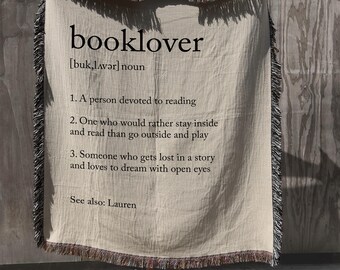 Personalized Booklover Throw Blanket: Dictionary Definition, Custom Name Gift