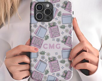 Funda para teléfono con diseño de libro personalizado: diseño floral de biblioteca, compatible con Magsafe