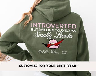 Bluza z kapturem Smutty Books: prezent dla introwertycznego czytelnika, możliwość personalizacji