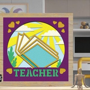 Shadow Box Teacher Apppreciation Back to School Art | 3D Paper Craft Unique Gifts for Babies, Toddlers and Kids | Nursery Decor | Home Decor