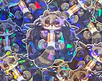 Honkai Star Rail, Trash Panda Trailblazer Holographic Sticker