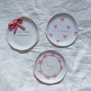 Personalised Pink Bow Ceramic Trinket Dish