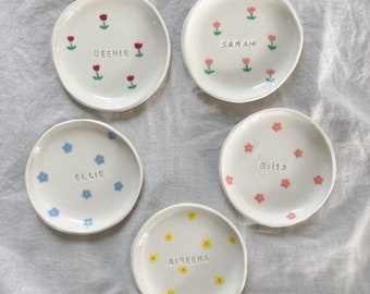 Personalised Flower Ceramic Trinket Dish