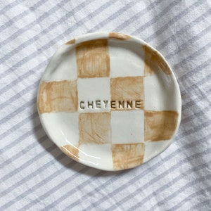 Personalised Checked Ceramic Trinket Dish - MADE TO ORDER up to 8 weeks production time