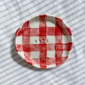 Personalised Gingham Ceramic Trinket Dish