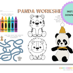 Birthday Party Activity Panda Party Activity Panda Themed Safari Colouring Sheet Panda Worksheet Childrens Activity Sheet Panda Printable