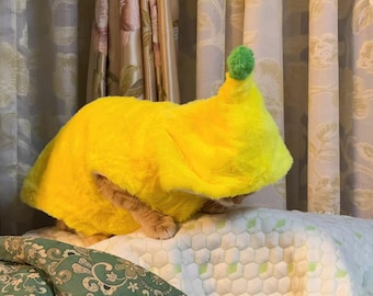 Funny Banana Cat Hoodie | Warm Fleece Winter Coat for Cats | Cute Pet Outfit for Kittens & Small Cats