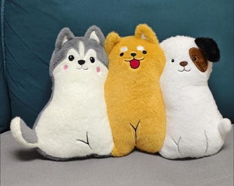 3-in-1 Cat Dog Plush Pillow, Animal Stuffed Cushion, Soft Huggable Decor