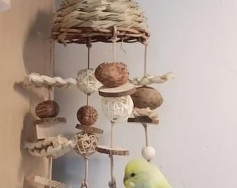 Natural Parrot Foraging Toy: Corn Husk, Pine Cone, Rattan Bird Chew