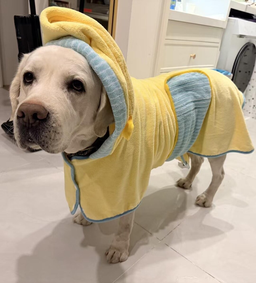Absorbent Dog Bath Robe, Quick Dry Pet Towel With Hood, Soft Coral ...