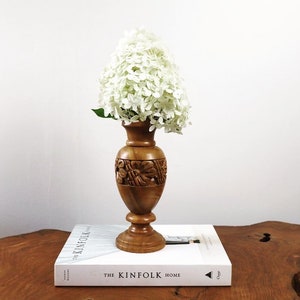 vintage | mcm hand carved wood bud vase