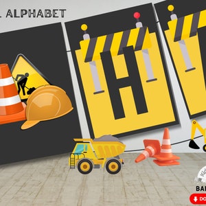 Banner de cumpleaños de construcción / Banner de fiesta de construcción / Decoración de fiesta de construcción / banner de construcción personalizado / Descarga instantánea