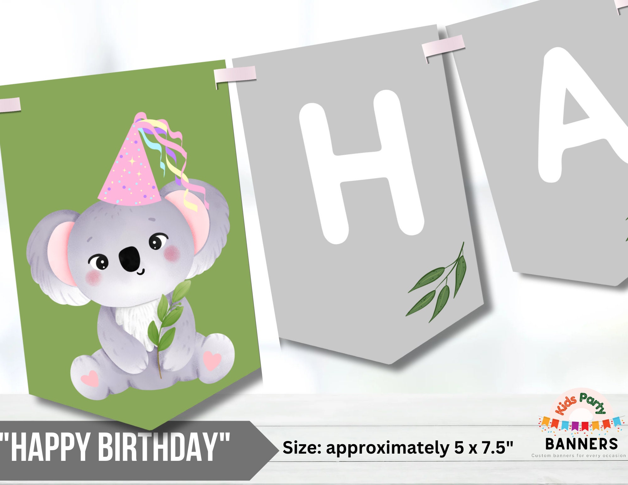 Koala Woodland Party Banner Instant Download Woodland Party Decor I